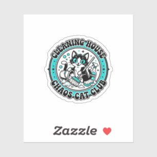 Sticker Nettoyage Maison Chaos Chat Amoureux T-Shirt Art -