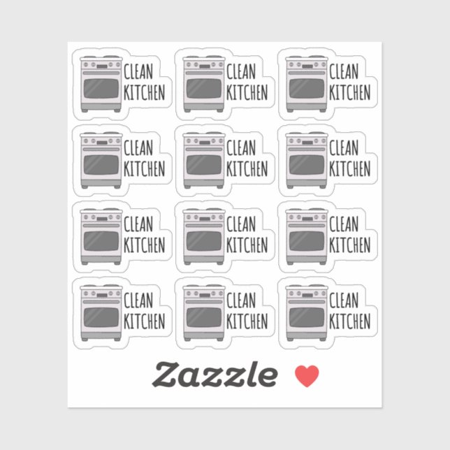 Sticker Nettoyer Cuisine Cuisinière Nettoyage Rappel Bujo  (Feuille)