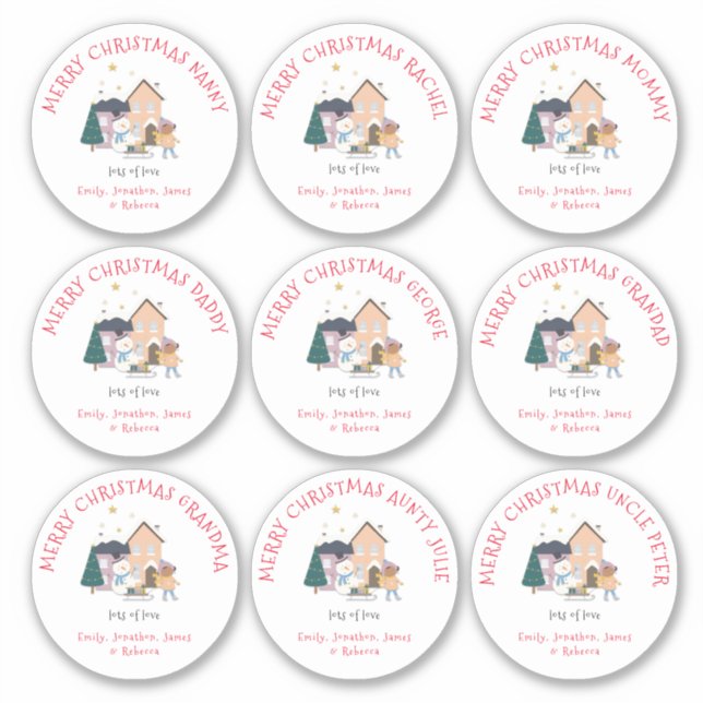 Sticker Neuf petits noms différents Fille Joyeux Noël (Devant)