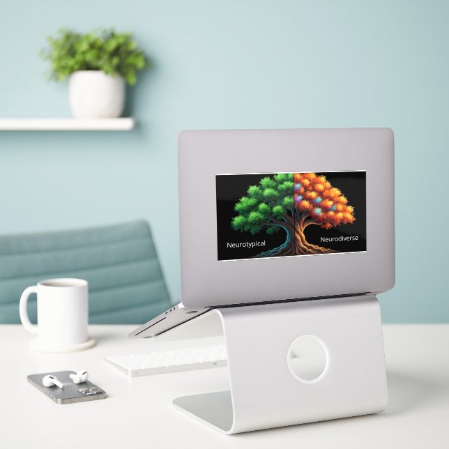 Sticker Neurotypique vs Neurodiverse (Ordinateur portable sur le bureau)
