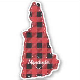 Sticker New Hampshire Hometown State Plaid Christmas