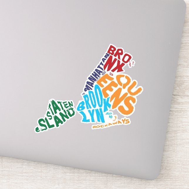 Sticker New York City Cinq Boroughs Word Art Map (Détail)