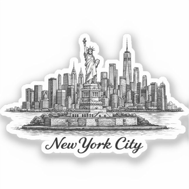 Sticker New York City Skyline Line Art Illustration (Recto)