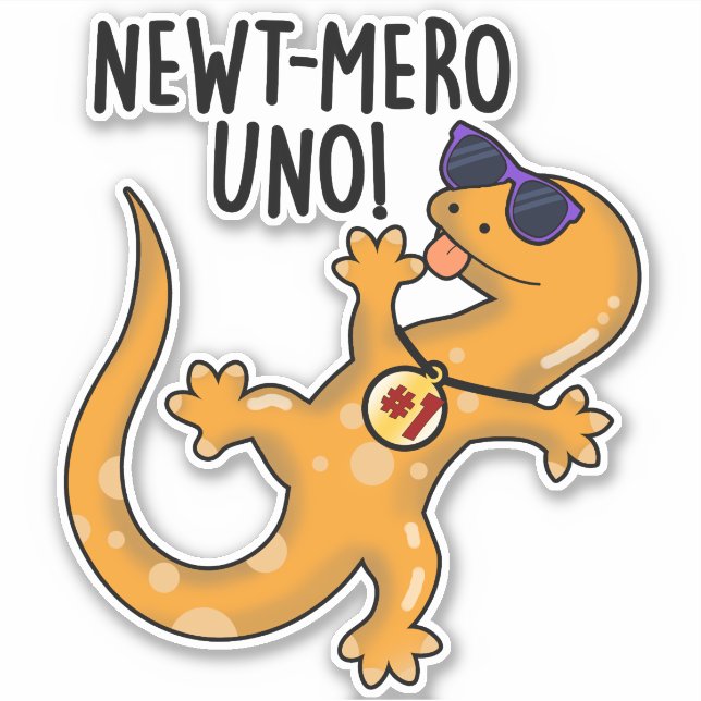 Sticker Newt-mero Uno Funny Newt Pun (Devant)