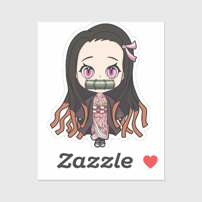 Sticker Nezuko - Demon Slayer Cute style anime chibi (Feuille)