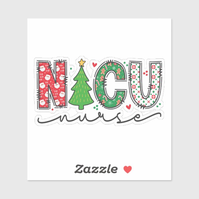 Sticker NICU Nurse Christmas, mignon néonatal Noël ICU (Feuille)