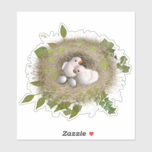 Sticker Nid mignon d'oiseaux Sticke de vinyle coupé sur me