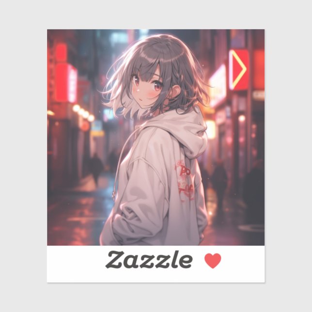 Sticker Night walk | 東京娘 GenerartiveAI シール (Feuille)