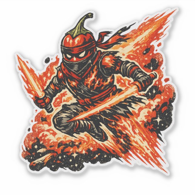 Sticker Ninja de feu de la nébuleuse du Chili — Guerrier s (Devant)
