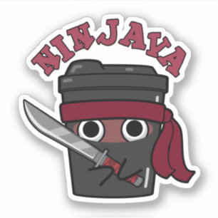 Sticker Ninjava Funny Ninja Java Pun café