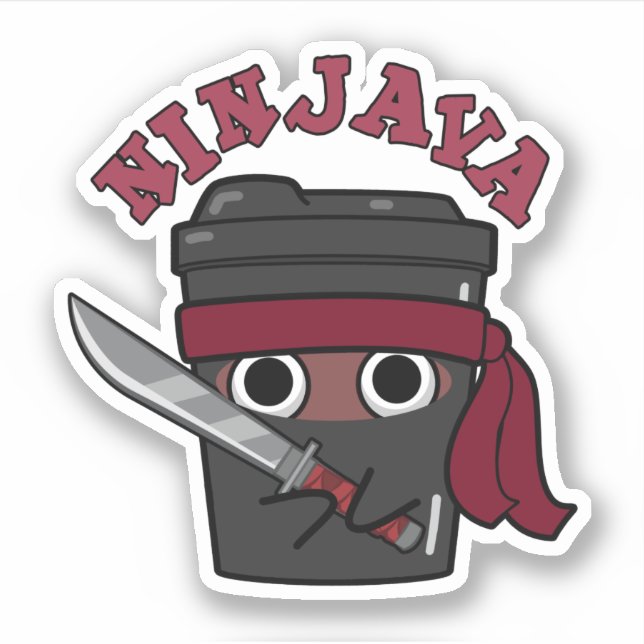 Sticker Ninjava Funny Ninja Java Pun café (Devant)