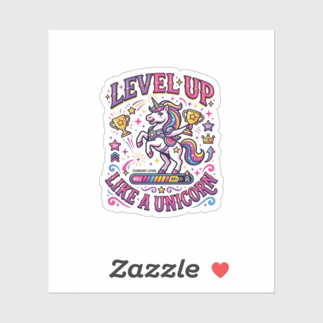 Sticker Niveau de licorne monte comme une licorne publicit (Feuille)