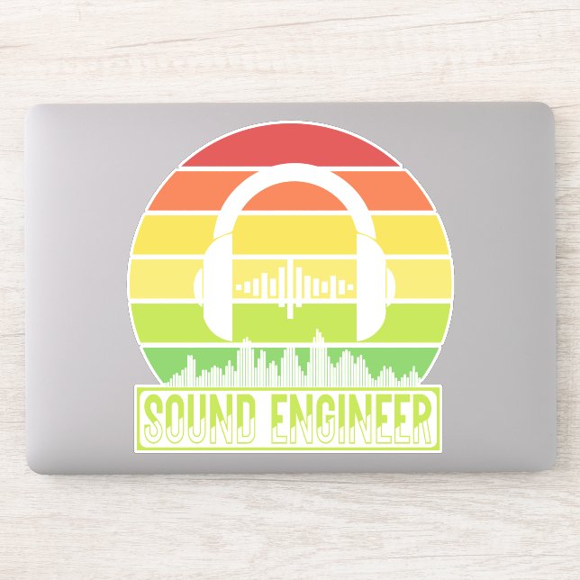 Sticker Niveau d'écouteurs rétro-sunset (Ordinateur)