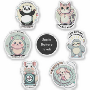 Sticker Niveaux de Batterie Sociale Feuille Humour d'Int