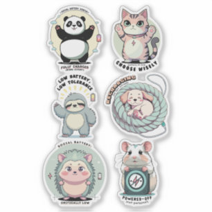 Sticker Niveaux de Batterie Sociale Feuille Humour d'Int