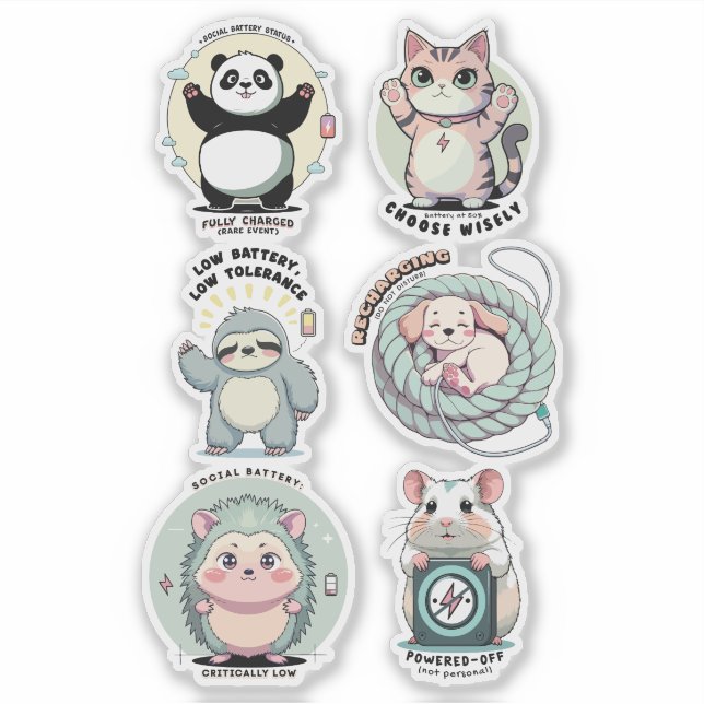 Sticker Niveaux de Batterie Sociale Feuille | Humour d'Int (Devant)