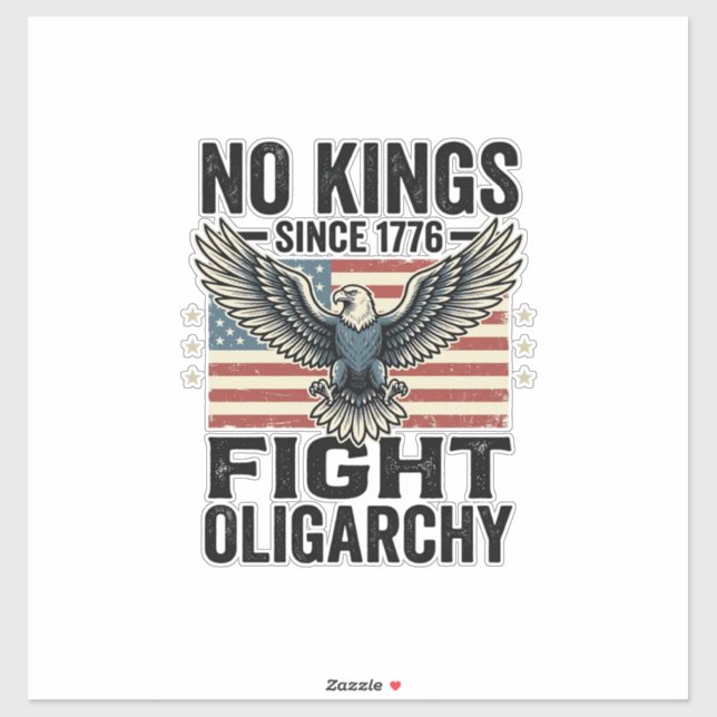 Sticker No Kings Since 1776 Patriotic Eagle Vintage Shirt  (Feuille)