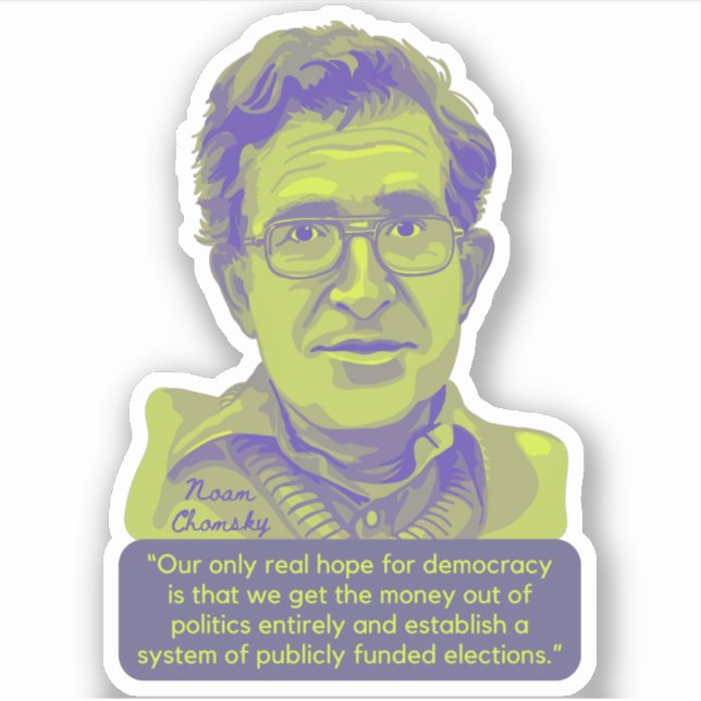 Sticker Noam Chomsky Portrait and Quote (Devant)