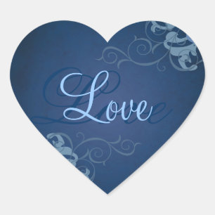 Sticker Noble Blue Scroll Heart Blue Love