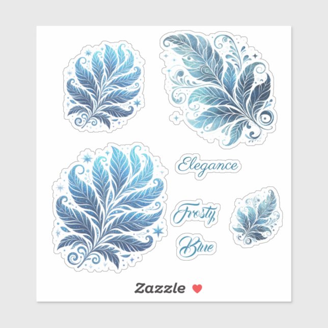 Sticker Noël à filigrane ombré bleu  (Feuille)