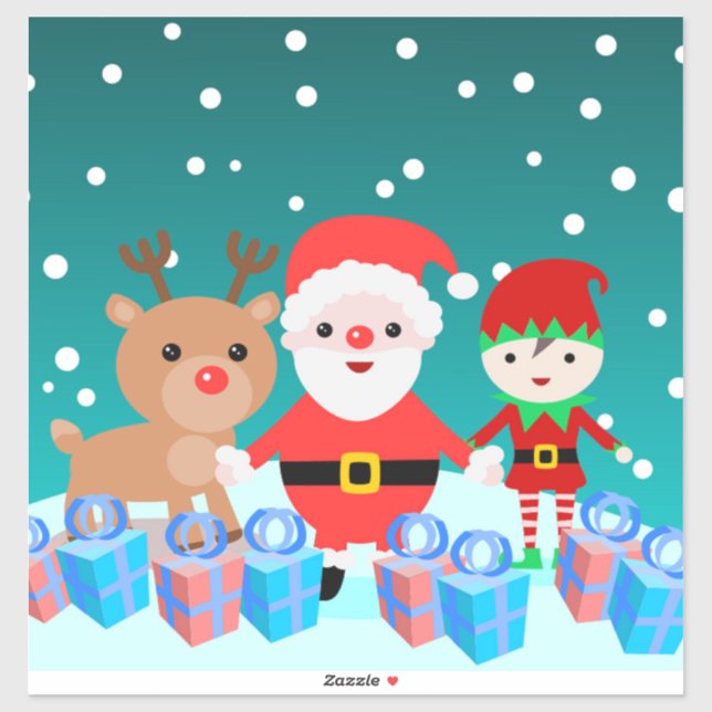 STICKER NOËL AVEC PÈRE NOËL ET SES AMIS (Feuille)