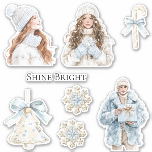 Sticker Noël Bleu Doux D'Hiver (Devant)