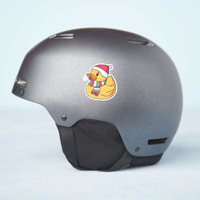 Sticker Noël Caoutchouc Canard Santa Chapeau Cadeau Pour L (Côté casque)