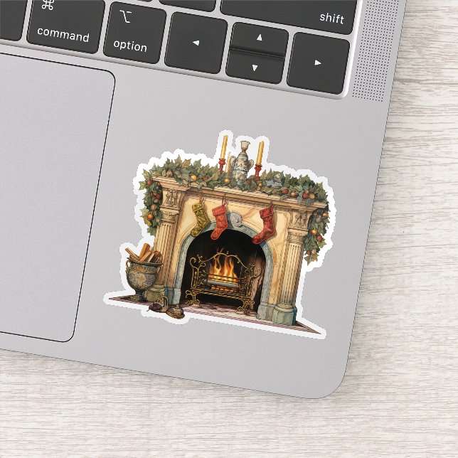 Sticker Noël cheminée victorienne cosy (Détail)