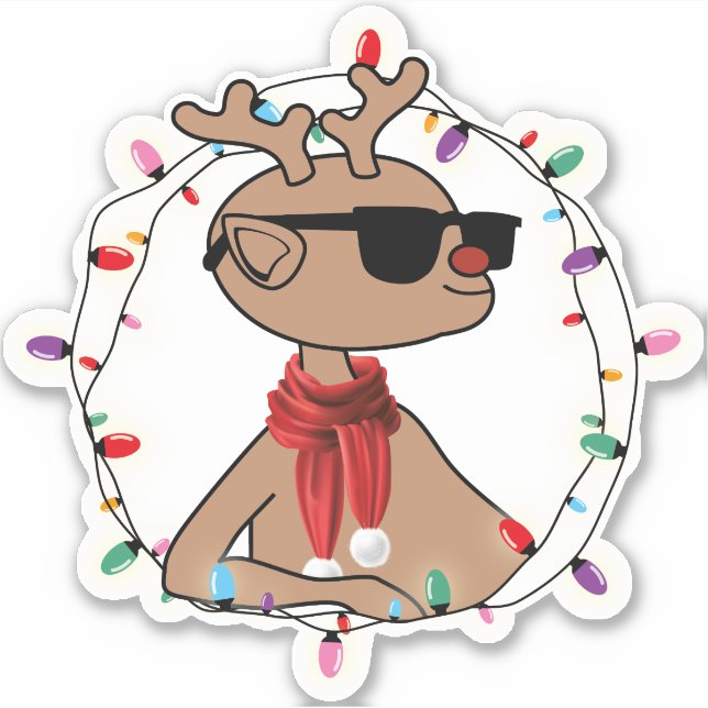 Sticker Noël Cool de vacances moderne Reindee (Devant)