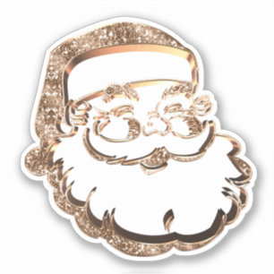 Sticker Noël du Portrait du Père Noël en or de Cute Fau