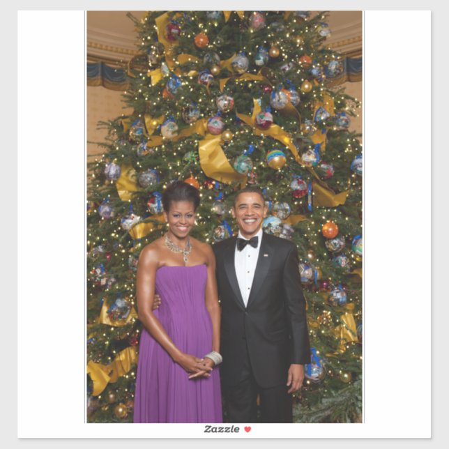 Sticker Noël du président Barack Obama et de Michelle (Feuille)