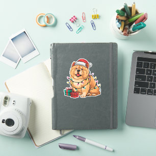 Sticker Noël Éclairage Noël Chow Chow Chien Noël