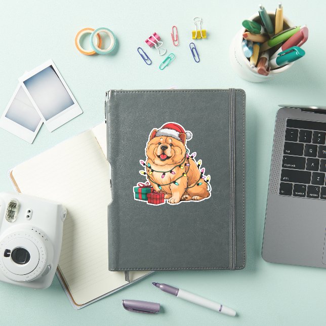 Sticker Noël Éclairage Noël Chow Chow Chien Noël (Couverture iPad)