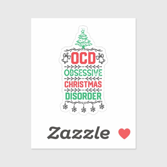 Sticker Noël fête drôle cadeau pour la famille - Ocd Obses (Feuille)