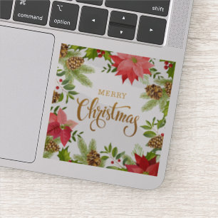 Sticker Noël floral de Poinsettia   Vacances