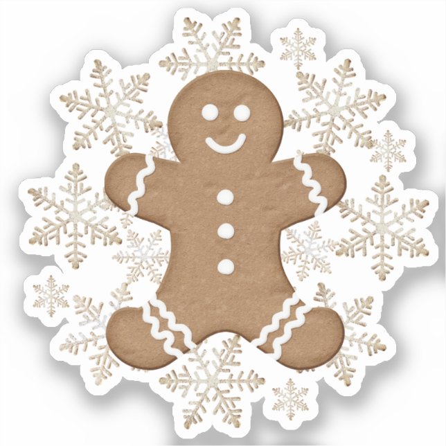 Sticker Noël Gingerbread Homme et Snowflakes (Recto)