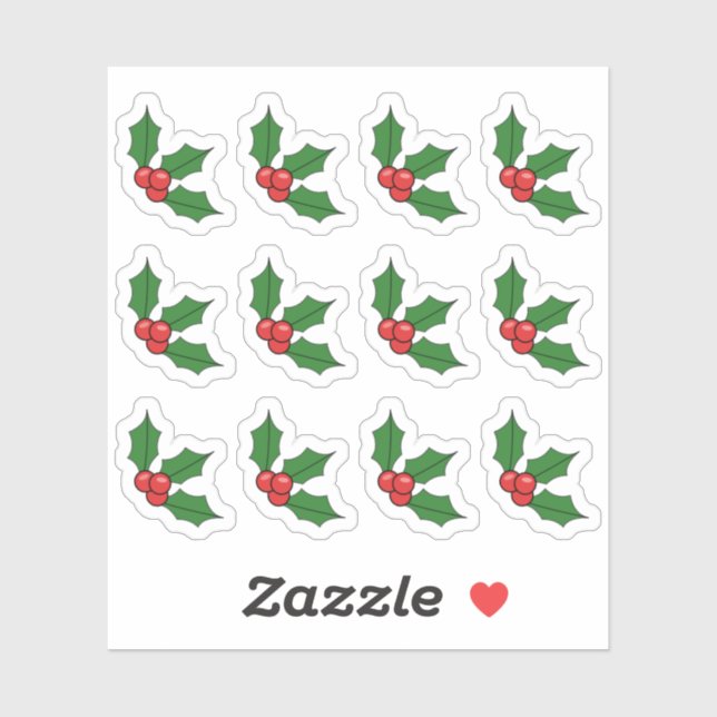 Sticker Noël Holly Berry Décoration de Noël (Feuille)