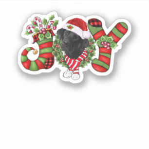 Sticker Noël Joy Dwarf Stocking Black Labrador
