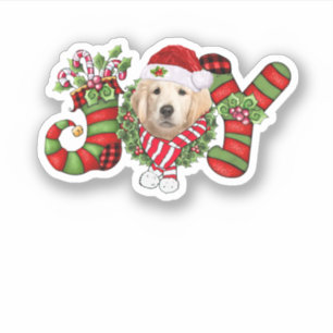 Sticker Noël Joy Nwarf Stocking Golden Retriever