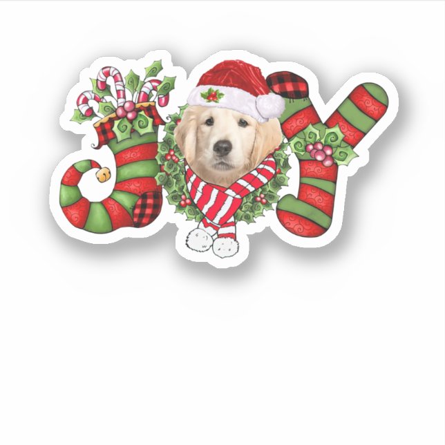Sticker Noël Joy Nwarf Stocking Golden Retriever (Devant)