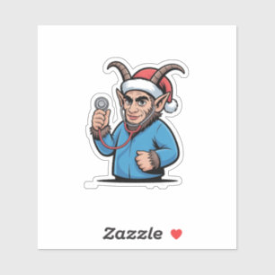 Sticker Noël Krampus Infirmière Scrubs Infirmière