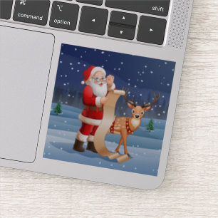 Sticker Noël Père Noël Et Rennes