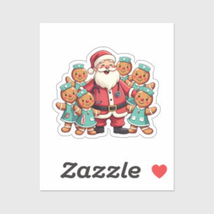 Sticker Noël Père Noël Pain d'épices Infirmières