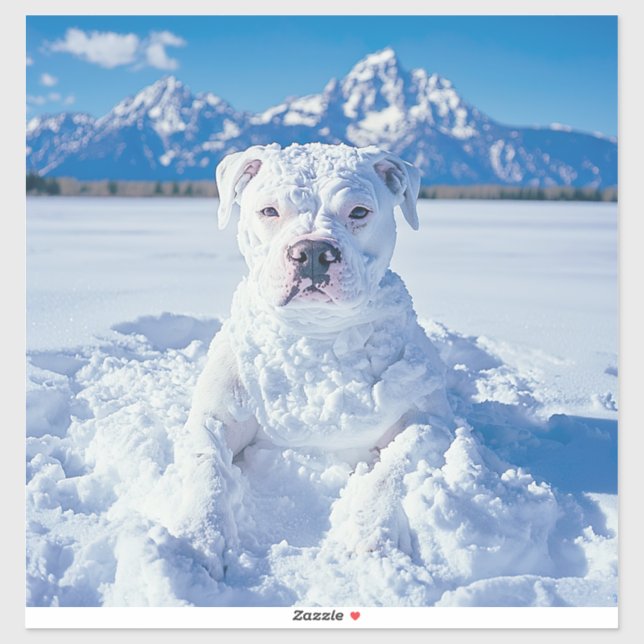 Sticker Noël Pitbull Chien Snowman (Feuille)
