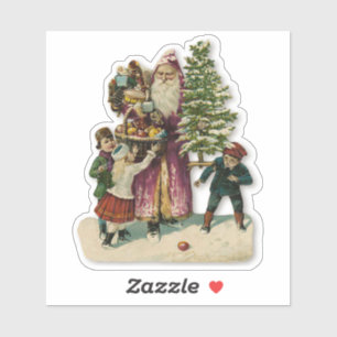 Sticker Noël Saint Nicolas & Enfants Santa Victorien