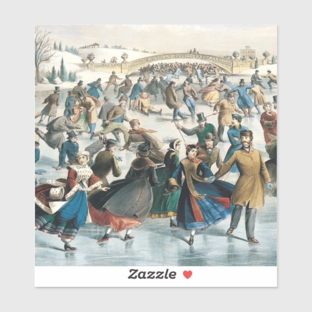Sticker Noël victorien Central Park Currier & Ives (Feuille)