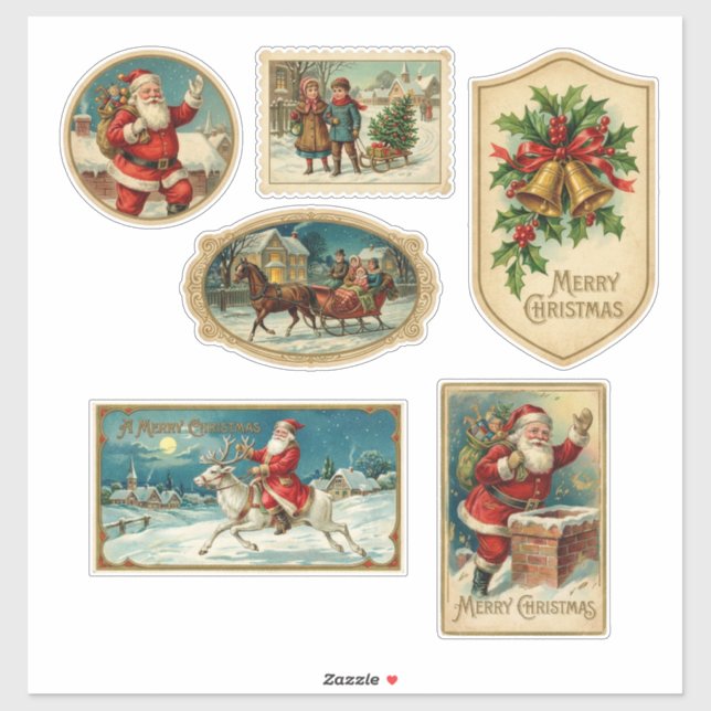 Sticker Noël victorien classique (Feuille)