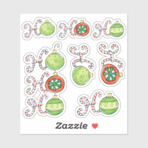 Sticker Noël vintage, Ho Ho Ho dans les ornements