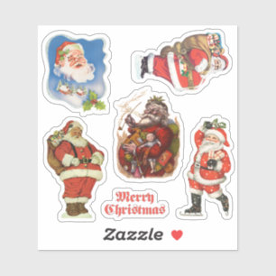 Sticker Noël vintage, variété de Père Noël