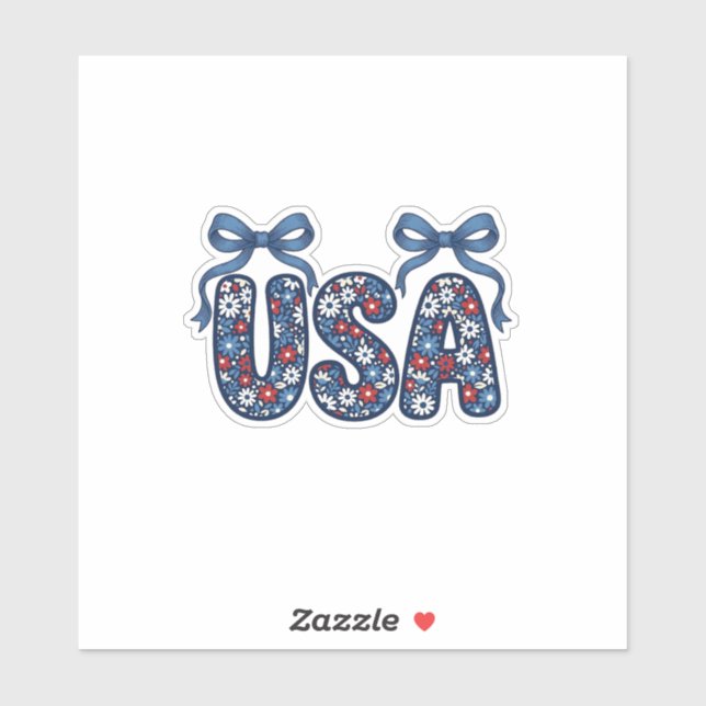 Sticker Nœud Floral USA Design Vectoriel Patriotique_1 (Feuille)